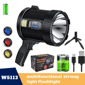 W5113 Kepeak Powerful Super Bright Flashlight Handheld Searchlight Led Spotlight Rechargeable