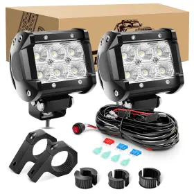 Kingopt 782917752424 2pcs 4inch 18w Led Flood Light Pods High Brightness Beam With Wiring Har
