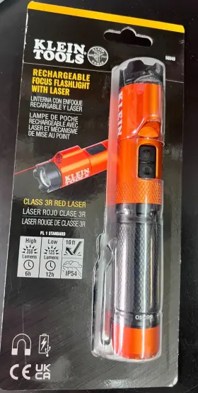 56040 Klein Tools 36589 Rechargeable Led Focus Flashlight With Laser Orange 0408