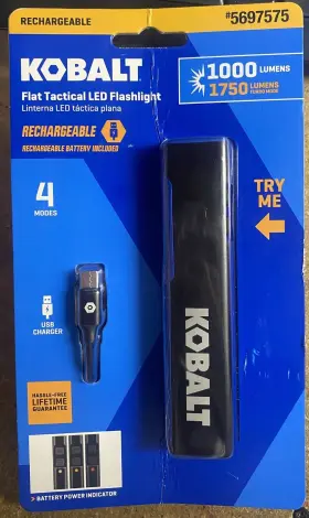 5697575 Kobalt 1750 Lumens Rechargeable Flat Tactical Led Flashlight #5697575 New