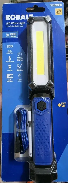 5759956 Kobalt 600 Lumen Led Rechargeable Flashlight Handheld Work Light #5759956 New