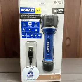 3747939 Kobalt 820909681144 Led Rechargeable Flashlight 600 Lumens Beam Distance 100 Meter