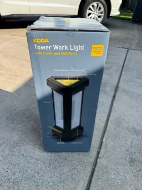 Koda Lm030377 Led Tower Work Light 9000 Lumens With Power Outlets And Usb Ports New