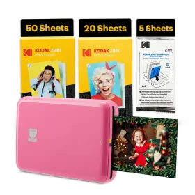 Kodak 198869004137 Step Instant Smartphone Photo Printer 75 Sheets Bundle Zink 2x3 Inch Pink