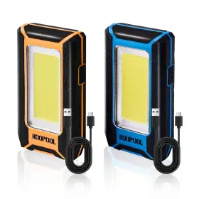 Koopool 702735941800 2-pack Magnetic Work Light Rechargeable Led Flashlight Portable Lights 40w