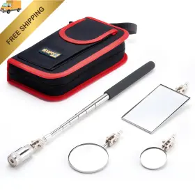 Jsq-001 Koopool 4 Pieces Telescoping Inspection Mirror Led Lighted Flexible Red