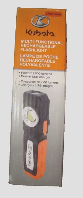 77700-10784 Kubota - Multi-functional Rechargeable Flashlight 600 Lumens Oem#