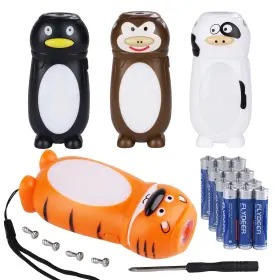 B08qgmhdn3 Kunhe 4-pack Animal Kids 2-in-1 Flashlight Lantern Camping Gift - 50 Lumens Led