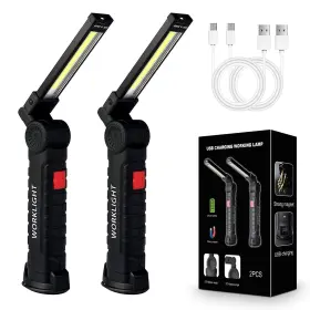 Led.app 744702375904 2pack Work Lights Usb Rechargeable Cob Light With Magnetic Base 360 Rota