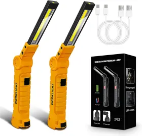 Ledlightdisplay 445026626613 2pack Led Work Light Usb Rechargeable Cob With Magnetic Base 360 Rotate A