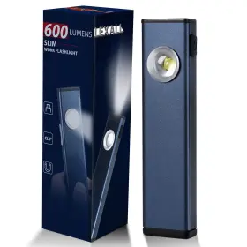 Lexall 973365301850 Rechargeable Work Light 600 Lumens Portable Led Flashlight Magnetic Cob Fla