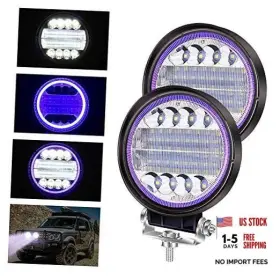Gm-ma-72wblue2 Liaoyuandz 2pcs Led Work Light With Angel Eye 72w Foglight Spot Flood Combo Lights Blue
