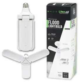 24983 Litezall Folding 3 Way Light Bulbs A/c Powered Energy Efficient Led Ceiling