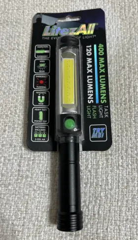 Litezall 811446021173 Jumbo Pen Light With Flashlight And Red Flasher Wide Beam Pocket Clip