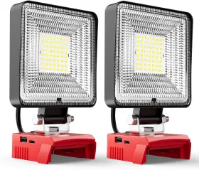 Livowalny 313041441450 2pcs 60w Cordless Led Work Light Compatible With Milwaukee 18v Battery