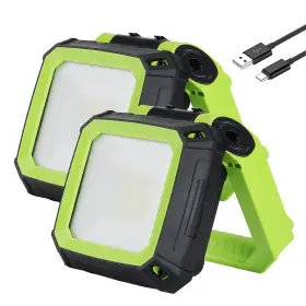 Lovork 783926691216 2 Pack Rechargeable Work Light Clamp Rotating Flood 900lm Dimmable 190