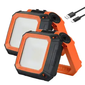 Lovork 783926691223 2 Pack Rechargeable Work Light Clamp Rotating Flood 900lm Dimmable 190
