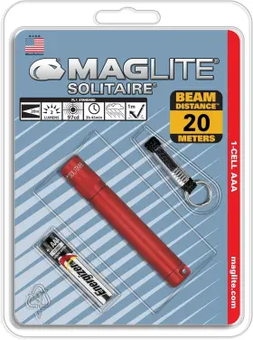 K3a036 Mag-lite Maglite Solitaire Incandescent 1-cell Aaa Flashlight Red