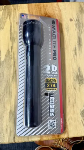 St2p016 Mag-lite Pro Led Flashlight 2d Cell Handheld Aluminum Cordless Black 274 Lumens