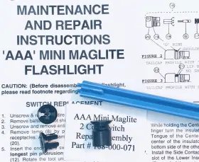 108-000-071 Maglite Aaa 2 Cell Mini Repair Switch Assembly With Installation Tool