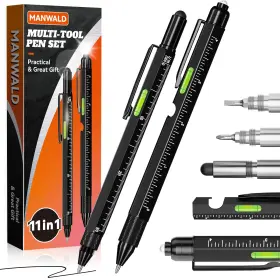 Man-muiltipen-1 Manwald 11-in-1 Multitool Pen Set With Led Light Flathead And Phillips Screwdrivers L