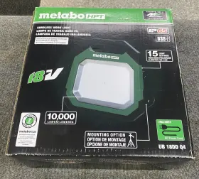 Ub18ddq4m Metabo Hpt 18v/36v Multivolt Cordless 10 000 Lumen Led Work Light
