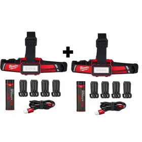 213588520 Milwaukee Headlamp 600-lumens Led Adjustable Head Strap High/low Switch 2 Pack
