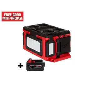 2357-20-48-11-1850 Milwaukee Packout Cordless Led Light 18v Li-ion Built-in Charger With 5ah Battery