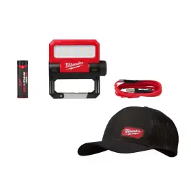 Milwaukee 313038796747 550 Lumens Led Redlithium Usb Pivoting Flood Light With Gridiron Black Adjustabl