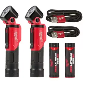 Milwaukee 445016278273 Usb Flashlight 500-lumens Led Pivoting Redlithium 2-pack