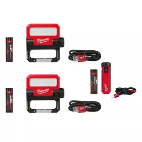 Milwaukee 445042999944 550 Lumens Led Redlithium Usb Pivoting Flood Light 2-pack With Charger And