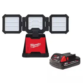 Milwaukee 711181372205 M18 18-volt Lith-ion Cordless 4500 Lumens Rover Dual Power Triple-panel Flood &