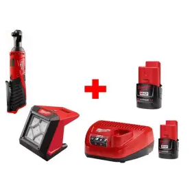 Milwaukee 775010000349 Home Lithium-ion Cordless Ratchet Led Flood Light Combo Kit 2-tool
