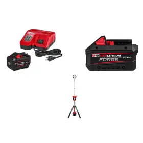Mwe-2131-20x12-8sk Milwaukee 2131-20x12-8sk Rocket Tower Light With 12ah/8ah Batteries And Charger