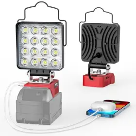 Mtiolhig 008678783461 Cordless Work Light Compatible With Milwaukee 18v Battery - Black/red