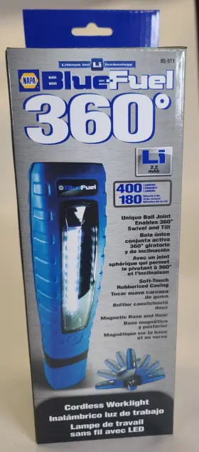 85-911 Napa 026666329217 Blue Fuel 360 Cordless Work Light 400 Lumens Led Rechargeable Usb