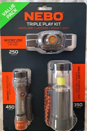 Neb-bnd-0005 Nebo 044435919889 Triple Play Kit - Headlamp Pocket Light And Lantern/spotlight Neb-bnd-0005 Nebo 044435919889 Triple Play Kit - Headlamp Pocket Light And Lantern/spotlight