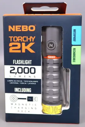 Nebo 060063228686 Torchy 2k 2 000 Lumen Led Usb Rechargeable Flashlight 5 Lighting Modes Wit