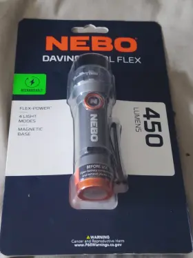 Neb-6700-g Nebo Davinci 450l Flex 450 Lumen Flashlight Waterproof Rechargeable Torch Uk