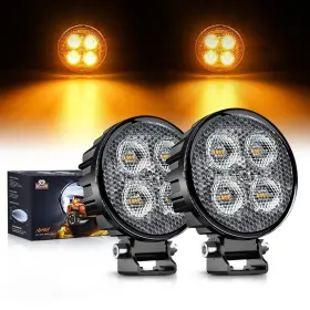 W0512a Nilight 2pcs 3inch 12w Amber Round Led Yellow Work Pods Driving Light 90 F