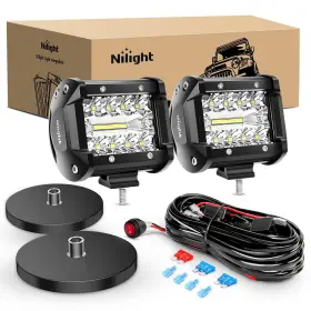 Zh455 Nilight 2pc 4inch Triple Row Lights 60w Flood Spot Combo 6000lm Bar Driving B