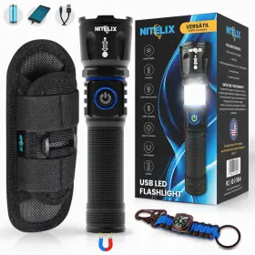 Nl2024 Nitelix Small Rechargeable Bright Flashlight With Holster - High Lumens Led Flashligh