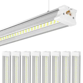 Onlylux 762736081615 8 Pack 4ft Linkable Led Shop Light For Garage Workshops 6500k Cool Daylight