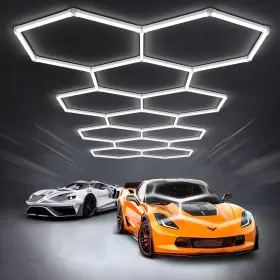 Onlylux 762736757701 Hexagon Garage Led Light 50 Pack Super Bright Honeycomb Workspace Lighting 7