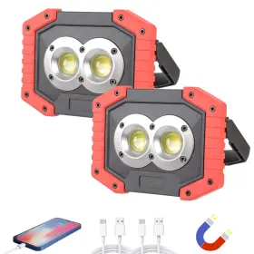 W839 Otyty Led Work Light 2-pack 30w 1500lm Portable Rechargeable Flood Lights With Mag
