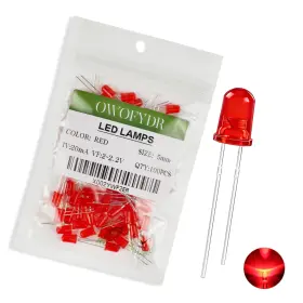 Owo-led-1008 Owofydr 100pcs 5mm Red Diffused Led Diodes 2v-2.2v 20ma Dc Frosted Round Indicator