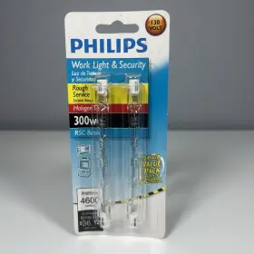 300w Philips 046677415693 130v T3 Rsc Halogen Work Light Bulbs Double Ended 2 Pack New