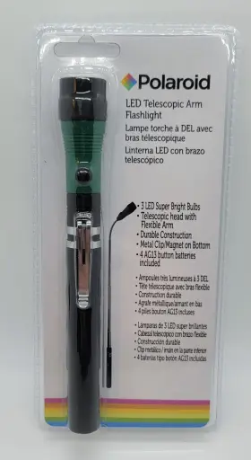 23230 Polaroid Led Telescopic Flashlight With Flexible Arm Metal Clip Tool Work Home
