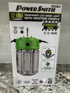 Powersmith 811285022393 12000 Lumens Temporary Hanging Pivoting Led Panels Jobsite Work Light