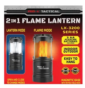 7157 Pro-4 Tactical 2-in-1 Flame Lantern Water And Shock Resistant 3 Aa Batteries